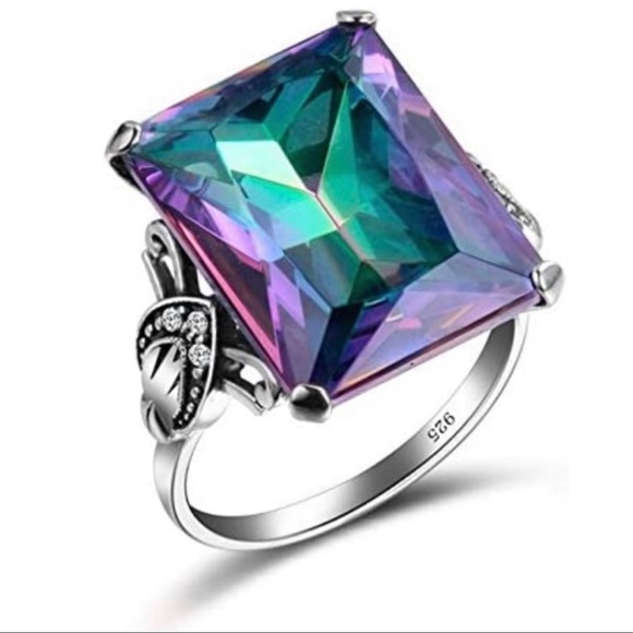 4.3 CT Simulated Mystic Topaz Ring Healing mystic fire ,rainbow, Alaska topaz - Picture 3 of 4